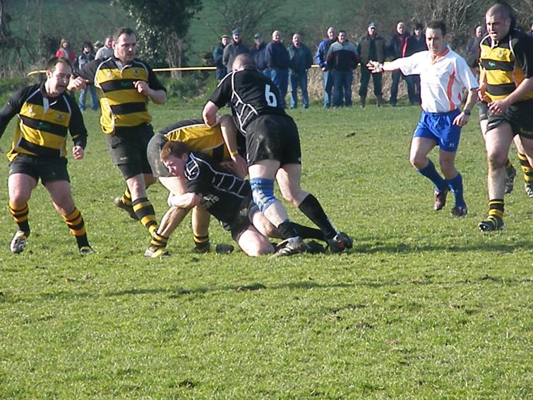 Andrew Slark makes a strong tackle